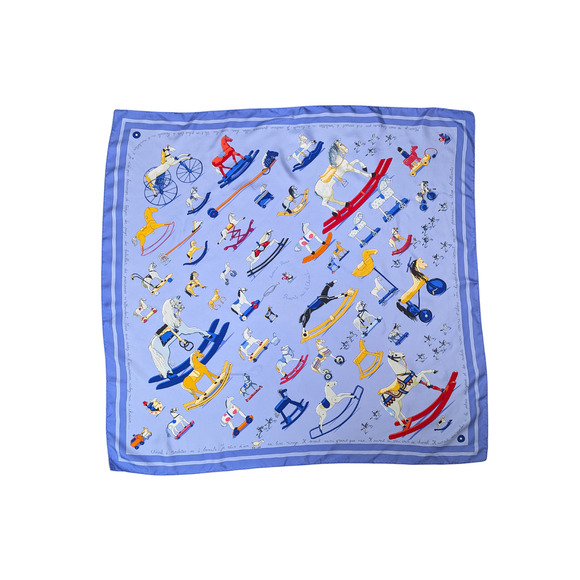Hermès Periwinkle Raconte-Moi le Cheval Silk Scarf 90cm - Picture 1 of 6
